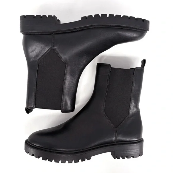 BANANA REPUBLIC | Lugg Sole Leather Chelsea Boots in Black | Sz 8.5 - Picture 9 of 14